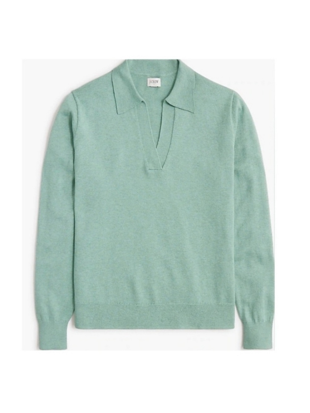 J. Crew Factory Mint Green Cotton V-Neck Polo Sweater